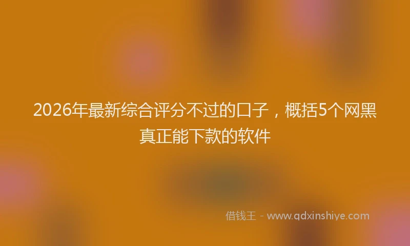2026年最新综合评分不过的口子，概括5个网黑真正能下款的软件