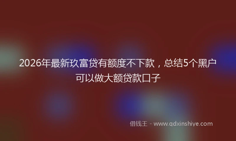 2026年最新玖富贷有额度不下款，总结5个黑户可以做大额贷款口子
