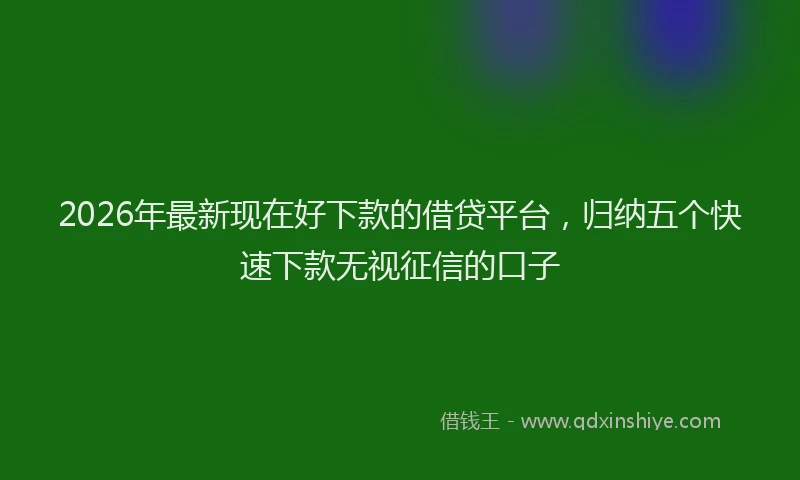 2026年最新现在好下款的借贷平台，归纳五个快速下款无视征信的口子