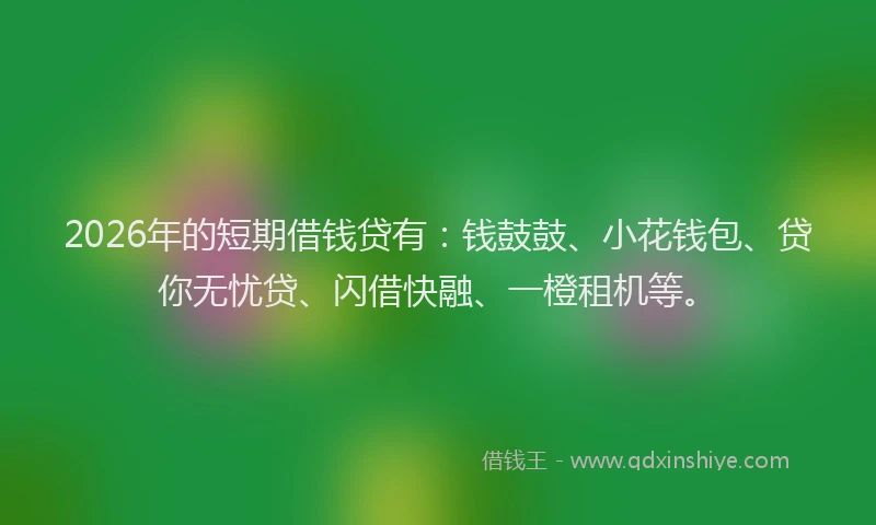 2026年的短期借钱贷有：钱鼓鼓、小花钱包、贷你无忧贷、闪借快融、一橙租机等。