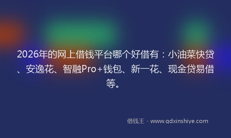 2026年的网上借钱平台哪个好借有：小油菜快贷、安逸花、智融Pro+钱包、新一花、现金贷易借等。