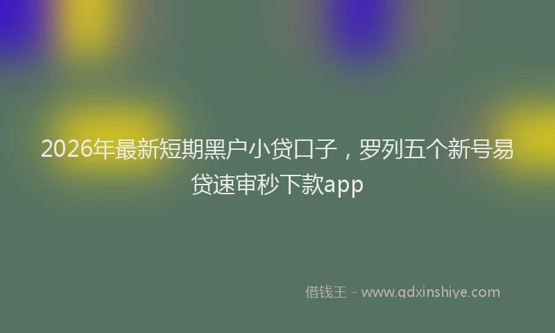 2026年最新短期黑户小贷口子，罗列五个新号易贷速审秒下款app
