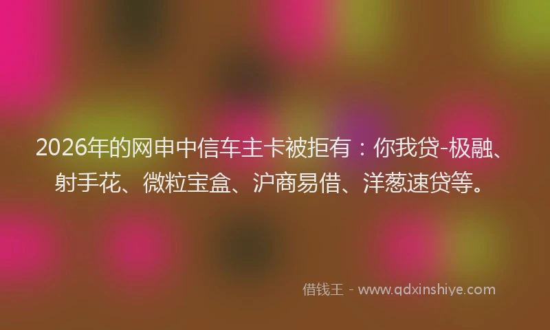 2026年的网申中信车主卡被拒有：你我贷-极融、射手花、微粒宝盒、沪商易借、洋葱速贷等。
