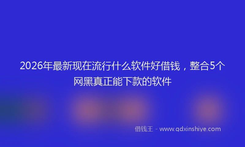 2026年最新现在流行什么软件好借钱，整合5个网黑真正能下款的软件
