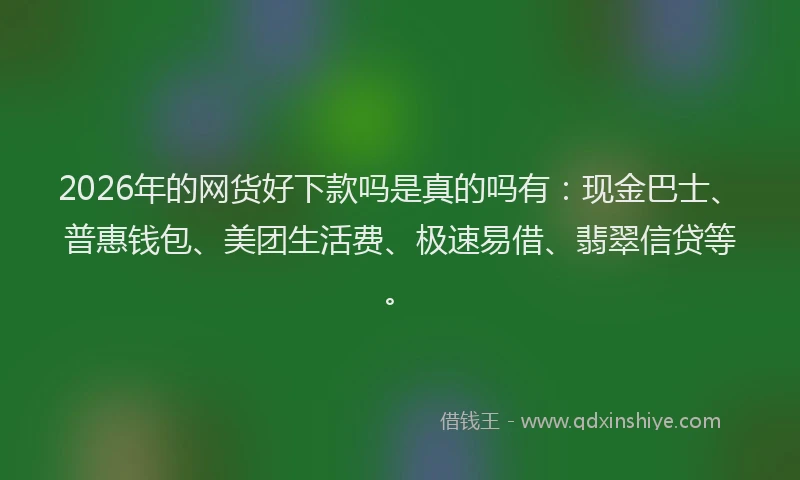 2026年的网货好下款吗是真的吗有：现金巴士、普惠钱包、美团生活费、极速易借、翡翠信贷等。