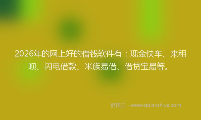2026年的网上好的借钱软件有：现金快车、来租呗、闪电借款、米族易借、借贷宝易等。