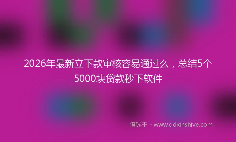2026年最新立下款审核容易通过么，总结5个5000块贷款秒下软件