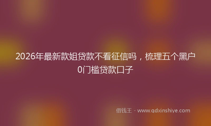 2026年最新款姐贷款不看征信吗，梳理五个黑户0门槛贷款口子