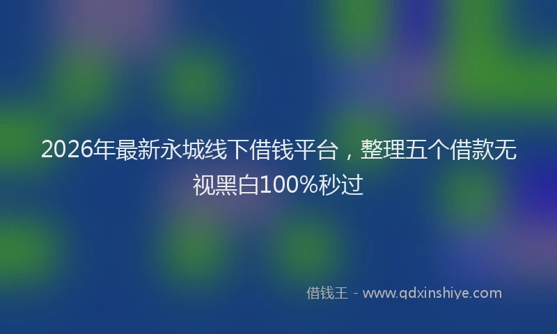 2026年最新永城线下借钱平台，整理五个借款无视黑白100%秒过