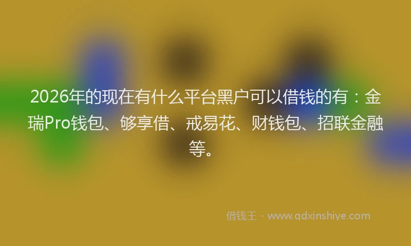 2026年的现在有什么平台黑户可以借钱的有：金瑞Pro钱包、够享借、戒易花、财钱包、招联金融等。