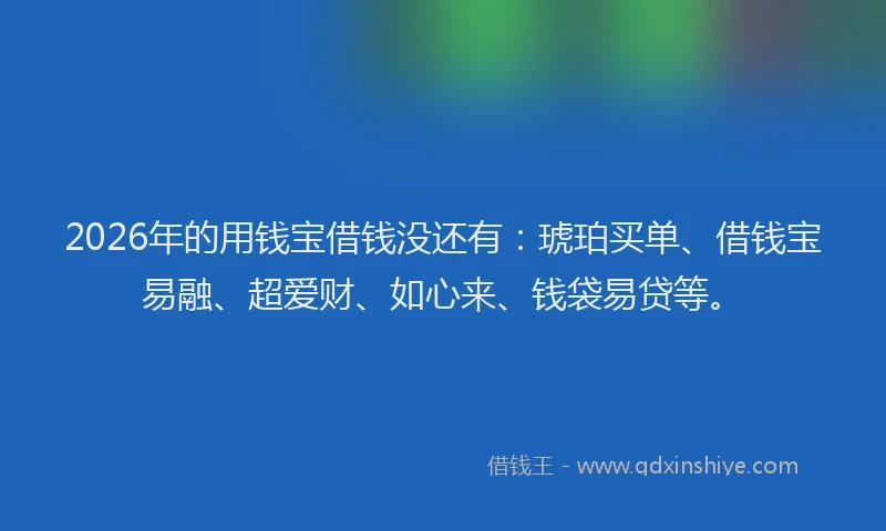 2026年的用钱宝借钱没还有：琥珀买单、借钱宝易融、超爱财、如心来、钱袋易贷等。