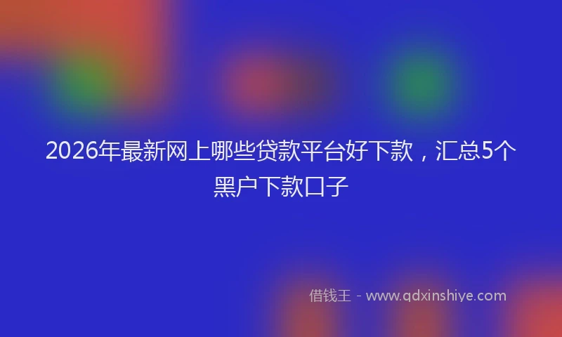 2026年最新网上哪些贷款平台好下款，汇总5个黑户下款口子