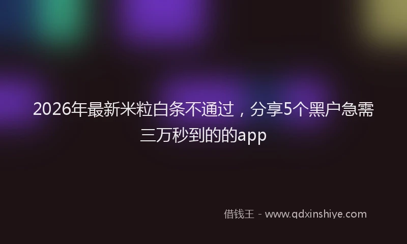 2026年最新米粒白条不通过，分享5个黑户急需三万秒到的的app
