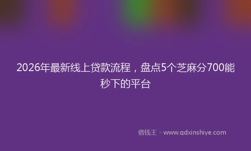 2026年最新线上贷款流程，盘点5个芝麻分700能秒下的平台