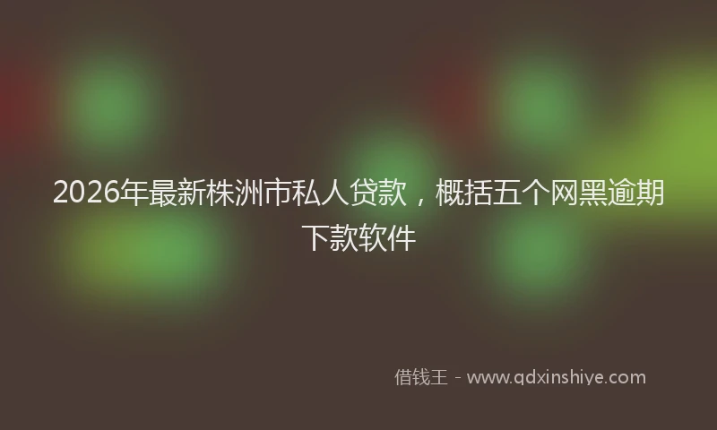 2026年最新株洲市私人贷款，概括五个网黑逾期下款软件