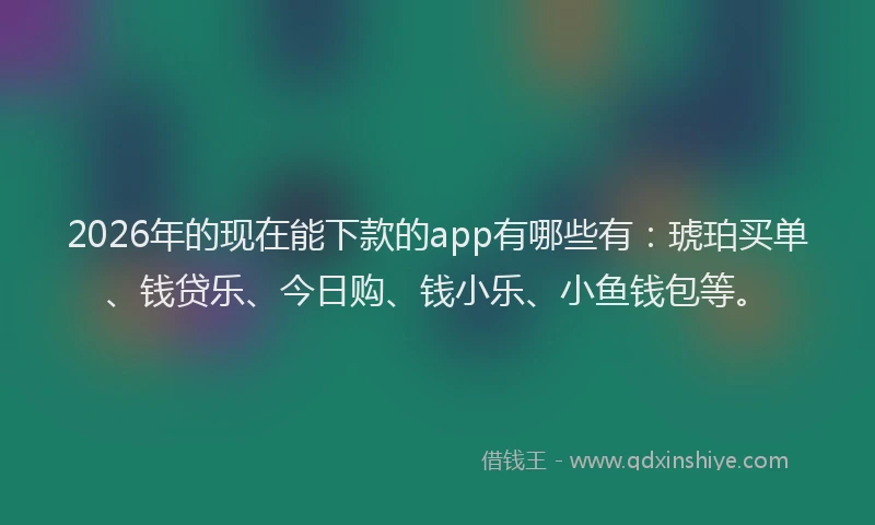 2026年的现在能下款的app有哪些有：琥珀买单、钱贷乐、今日购、钱小乐、小鱼钱包等。