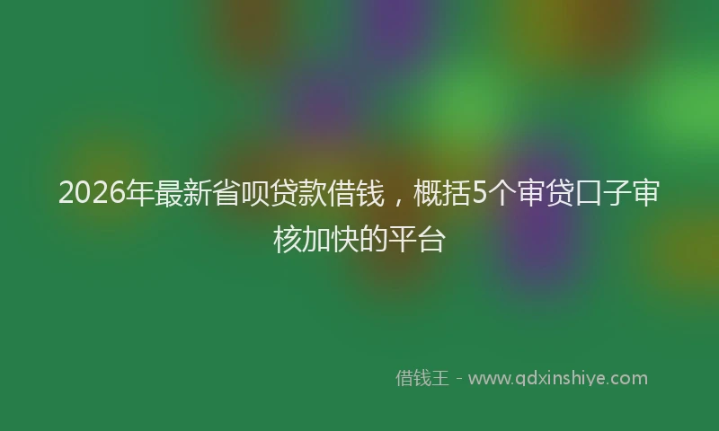 2026年最新省呗贷款借钱，概括5个审贷口子审核加快的平台