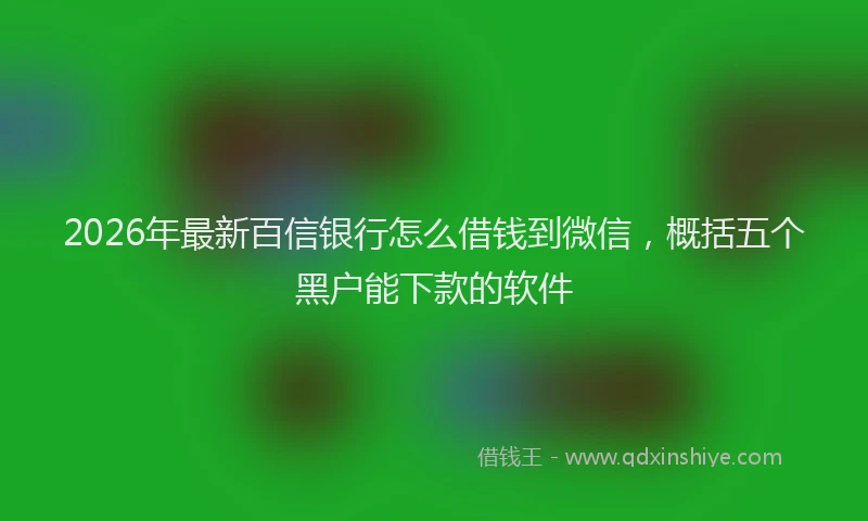 2026年最新百信银行怎么借钱到微信，概括五个黑户能下款的软件