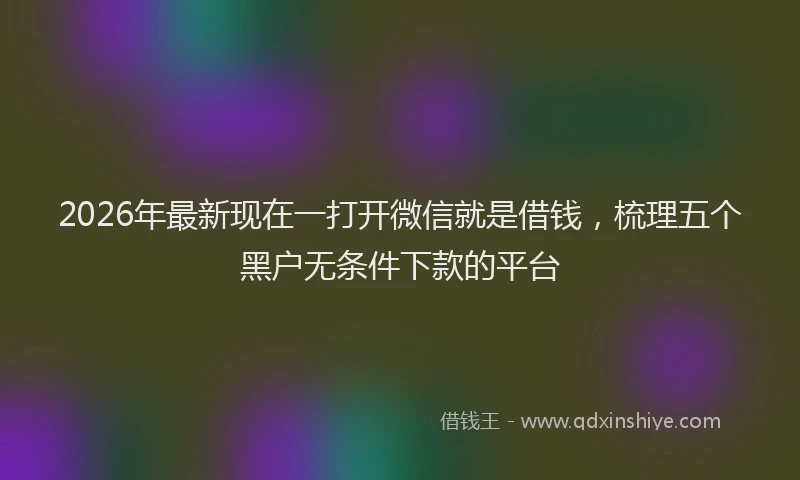 2026年最新现在一打开微信就是借钱，梳理五个黑户无条件下款的平台