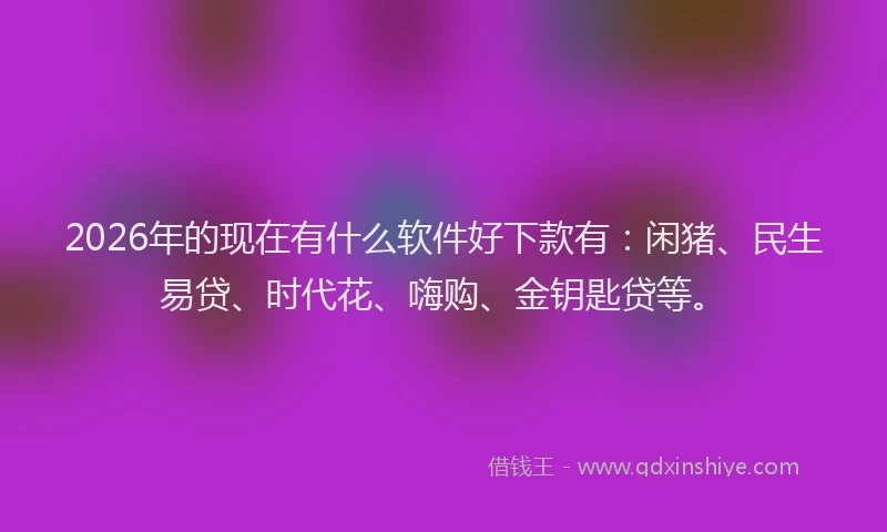 2026年的现在有什么软件好下款有：闲猪、民生易贷、时代花、嗨购、金钥匙贷等。