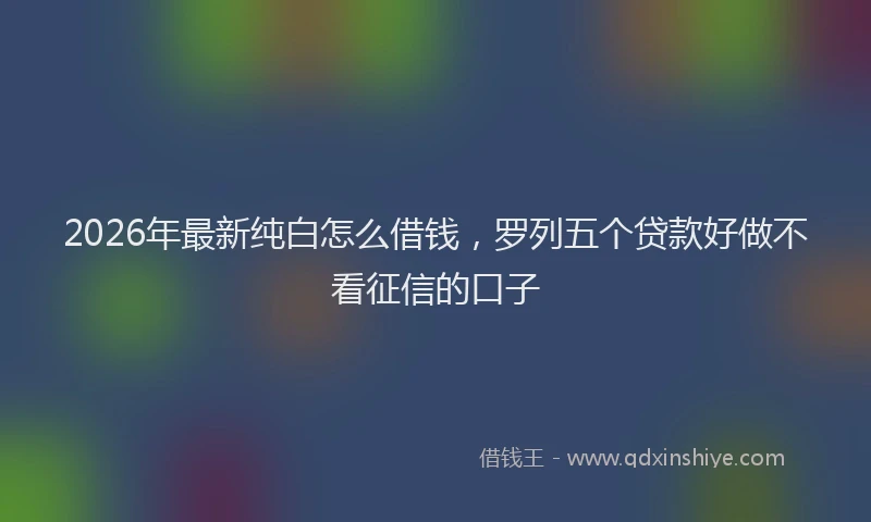 2026年最新纯白怎么借钱，罗列五个贷款好做不看征信的口子
