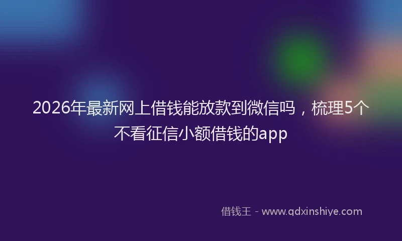 2026年最新网上借钱能放款到微信吗，梳理5个不看征信小额借钱的app