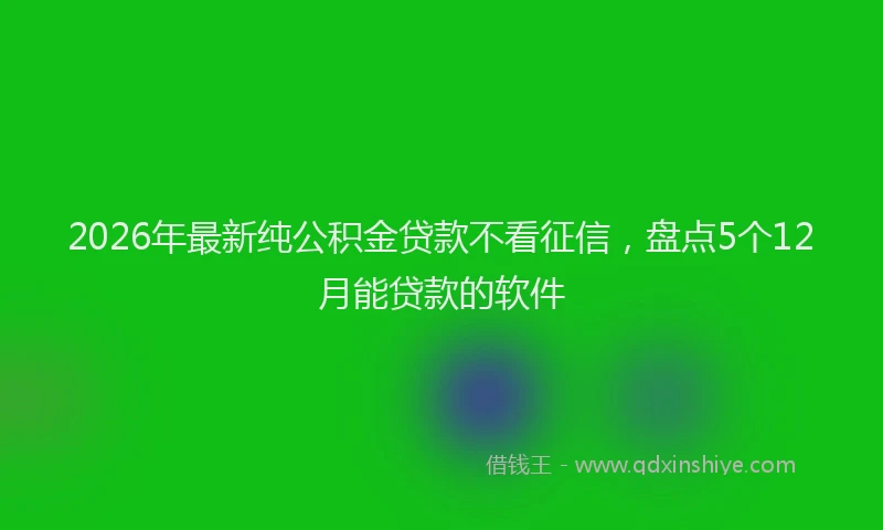 2026年最新纯公积金贷款不看征信，盘点5个12月能贷款的软件