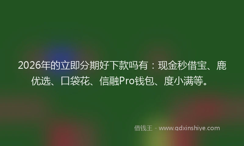 2026年的立即分期好下款吗有：现金秒借宝、鹿优选、口袋花、信融Pro钱包、度小满等。
