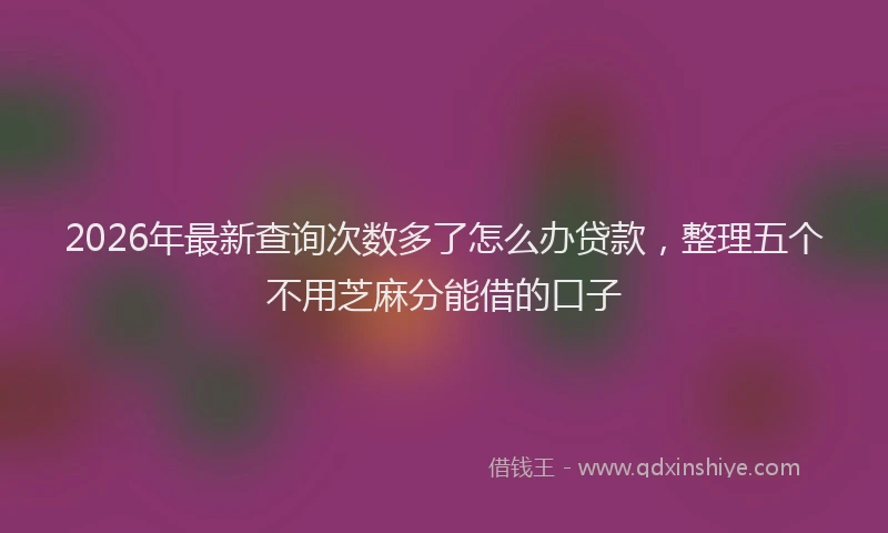 2026年最新查询次数多了怎么办贷款，整理五个不用芝麻分能借的口子