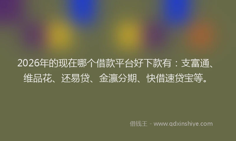 2026年的现在哪个借款平台好下款有：支富通、维品花、还易贷、金瀛分期、快借速贷宝等。