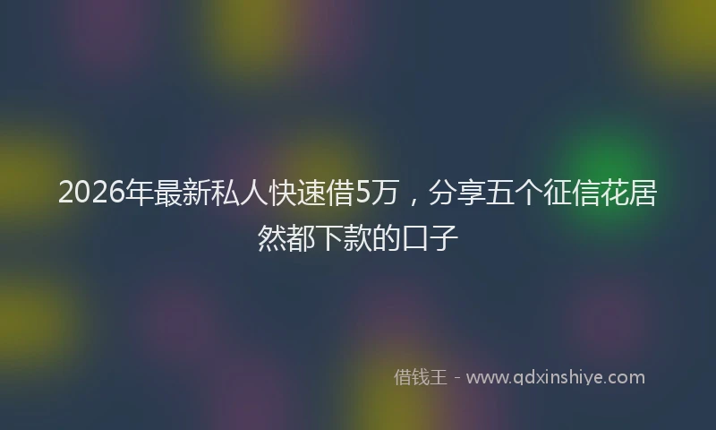 2026年最新私人快速借5万，分享五个征信花居然都下款的口子