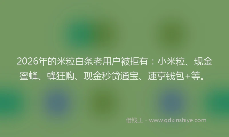 2026年的米粒白条老用户被拒有：小米粒、现金蜜蜂、蜂狂购、现金秒贷通宝、速享钱包+等。