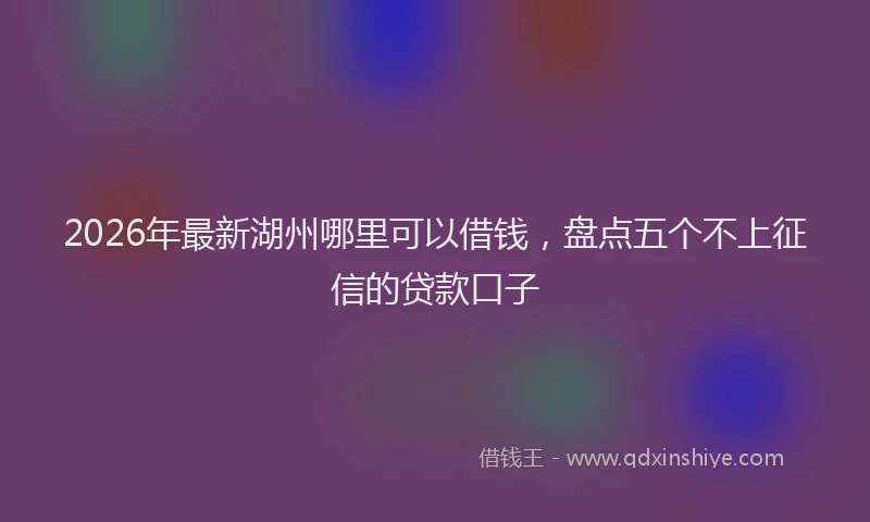 2026年最新湖州哪里可以借钱，盘点五个不上征信的贷款口子