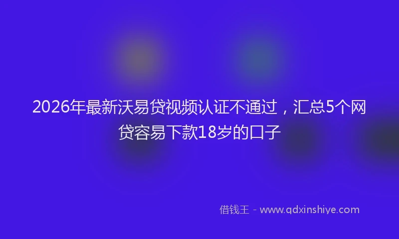 2026年最新沃易贷视频认证不通过，汇总5个网贷容易下款18岁的口子