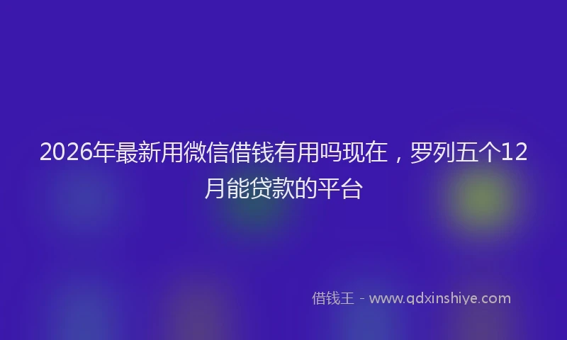 2026年最新用微信借钱有用吗现在，罗列五个12月能贷款的平台