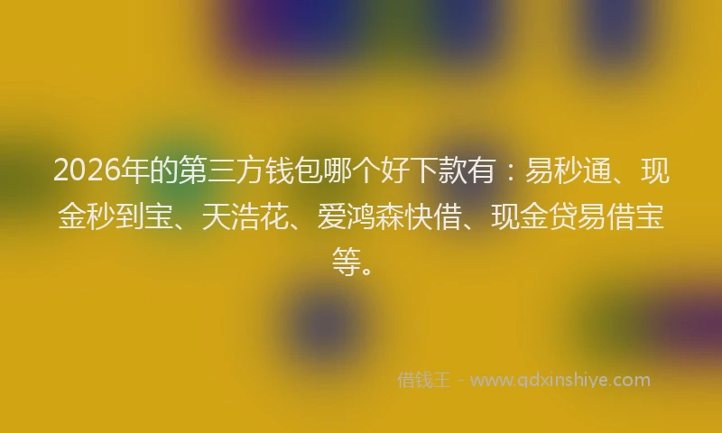 2026年的第三方钱包哪个好下款有：易秒通、现金秒到宝、天浩花、爱鸿森快借、现金贷易借宝等。