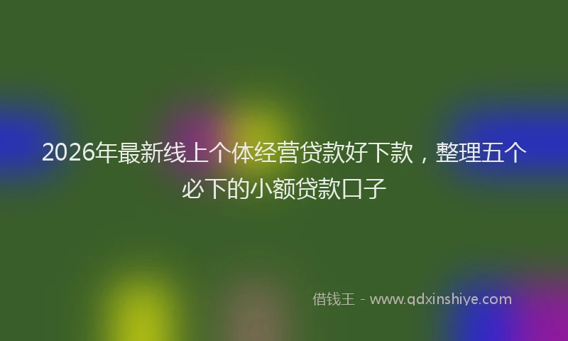 2026年最新线上个体经营贷款好下款，整理五个必下的小额贷款口子