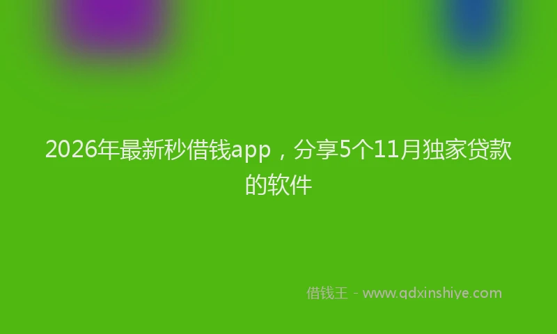 2026年最新秒借钱app，分享5个11月独家贷款的软件