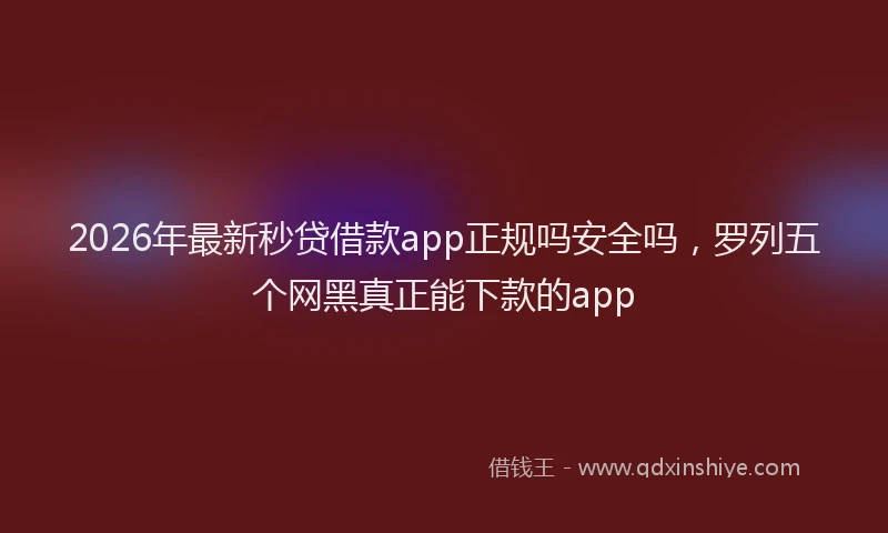 2026年最新秒贷借款app正规吗安全吗，罗列五个网黑真正能下款的app