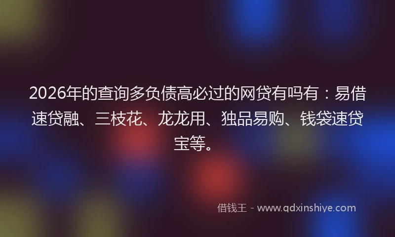 2026年的查询多负债高必过的网贷有吗有：易借速贷融、三枝花、龙龙用、独品易购、钱袋速贷宝等。