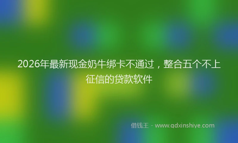 2026年最新现金奶牛绑卡不通过，整合五个不上征信的贷款软件