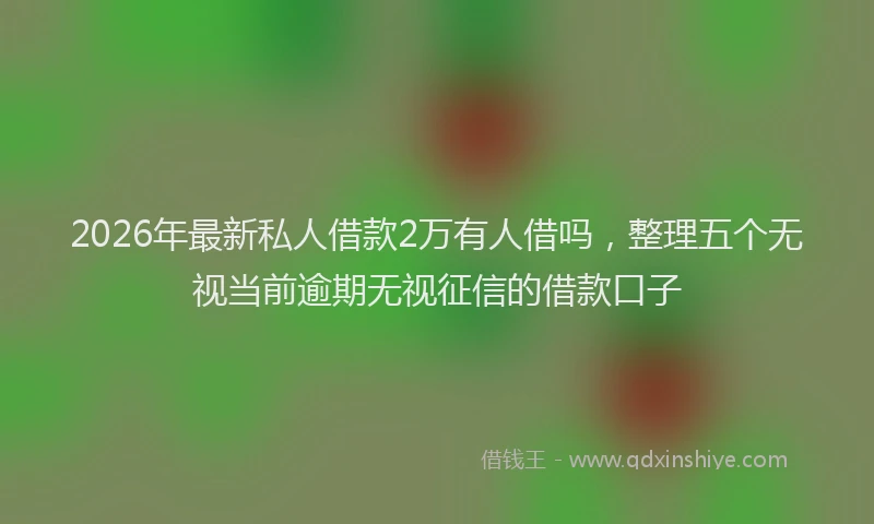 2026年最新私人借款2万有人借吗，整理五个无视当前逾期无视征信的借款口子