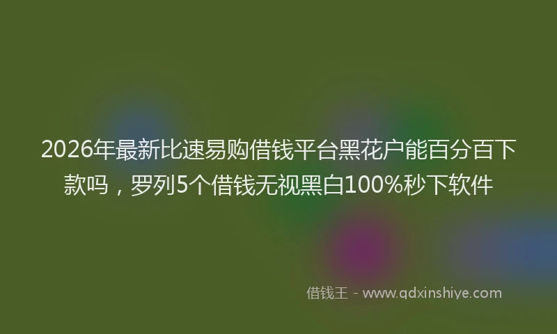 2026年最新比速易购借钱平台黑花户能百分百下款吗，罗列5个借钱无视黑白100%秒下软件