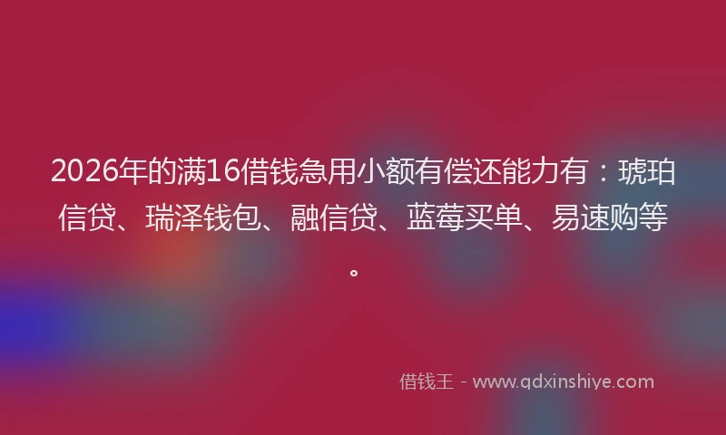 2026年的满16借钱急用小额有偿还能力有：琥珀信贷、瑞泽钱包、融信贷、蓝莓买单、易速购等。