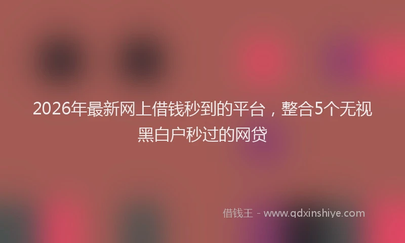 2026年最新网上借钱秒到的平台，整合5个无视黑白户秒过的网贷