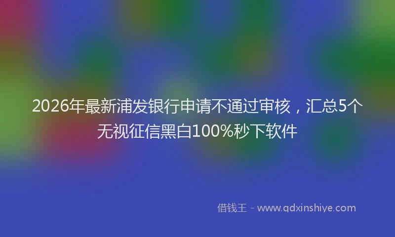 2026年最新浦发银行申请不通过审核，汇总5个无视征信黑白100%秒下软件