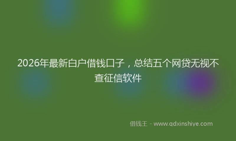 2026年最新白户借钱口子，总结五个网贷无视不查征信软件