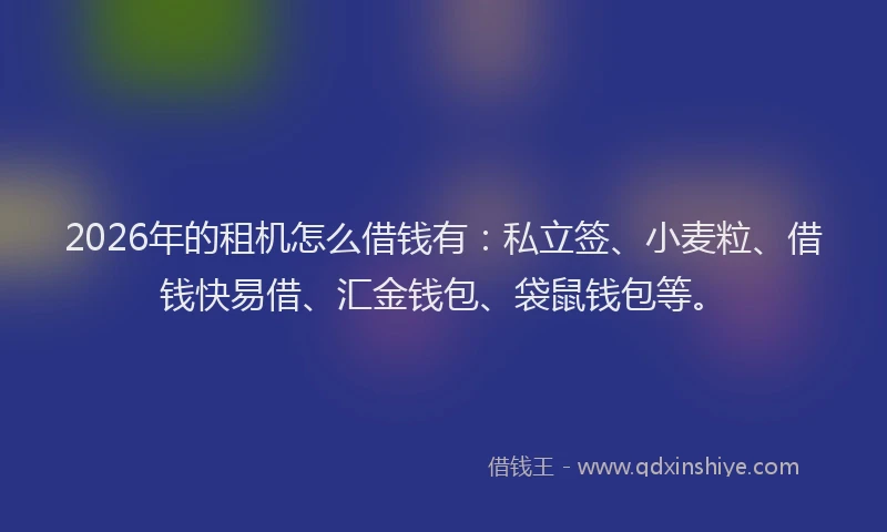 2026年的租机怎么借钱有：私立签、小麦粒、借钱快易借、汇金钱包、袋鼠钱包等。