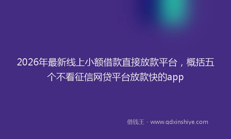 2026年最新线上小额借款直接放款平台，概括五个不看征信网贷平台放款快的app