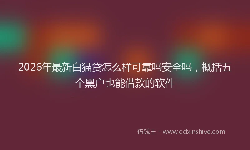 2026年最新白猫贷怎么样可靠吗安全吗，概括五个黑户也能借款的软件